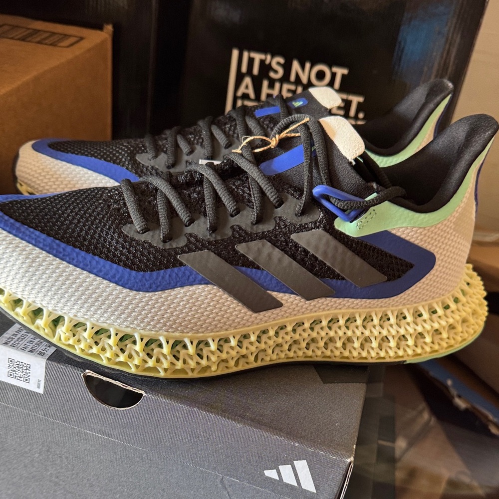 adidas 4D Athletic Shoes in Black, Blue & Light Green